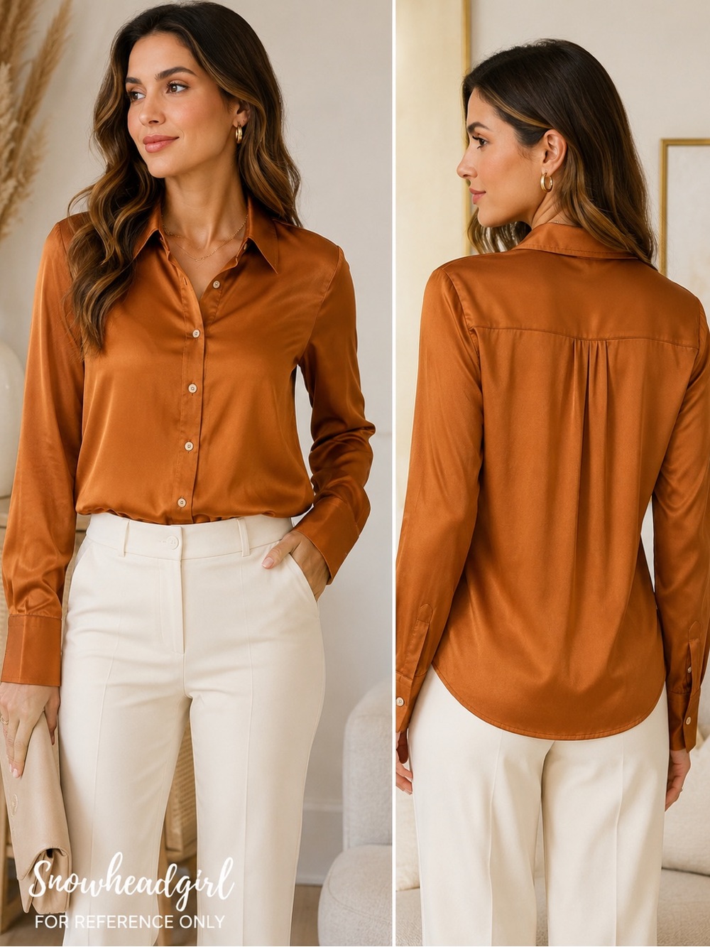 Jucca 94% Silk Blouse Crodino Rust Orange IT 40 NWT- Made in Italy